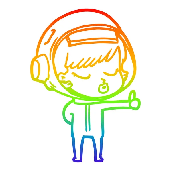 Regenboog gradiënt lijntekening cartoon mooie astronaut meisje Givi — Stockvector