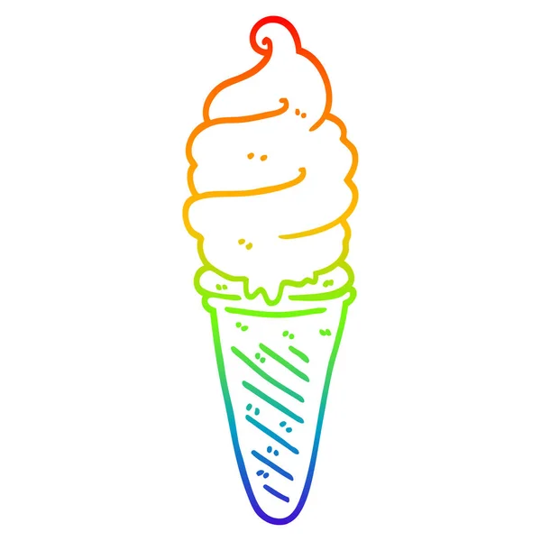 Regenbogen-Gradientenlinie Zeichnung Cartoon-Eis — Stockvektor