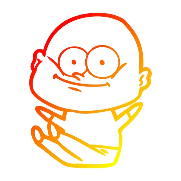 Chaud gradient ligne dessin dessin animé chauve homme regardant — Image vectorielle