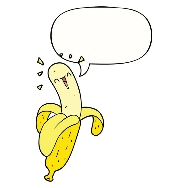Banana dos desenhos animados e bolha de fala —  Vetores de Stock