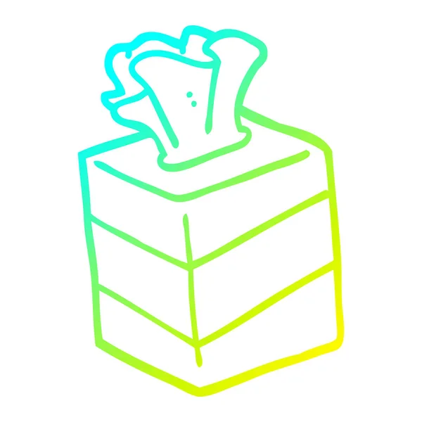 Línea de gradiente frío dibujo caja de tejido de dibujos animados — Vector de stock