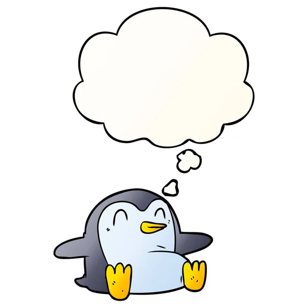 Πιγκουίνων καρτούν και φούσκα σκέψης σε ομαλή στυλ διαβάθμισης — Διανυσματικό Αρχείο