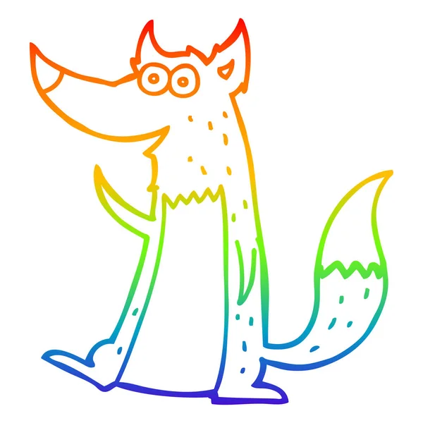 Rainbow gradient ligne dessin dessin animé loup — Image vectorielle