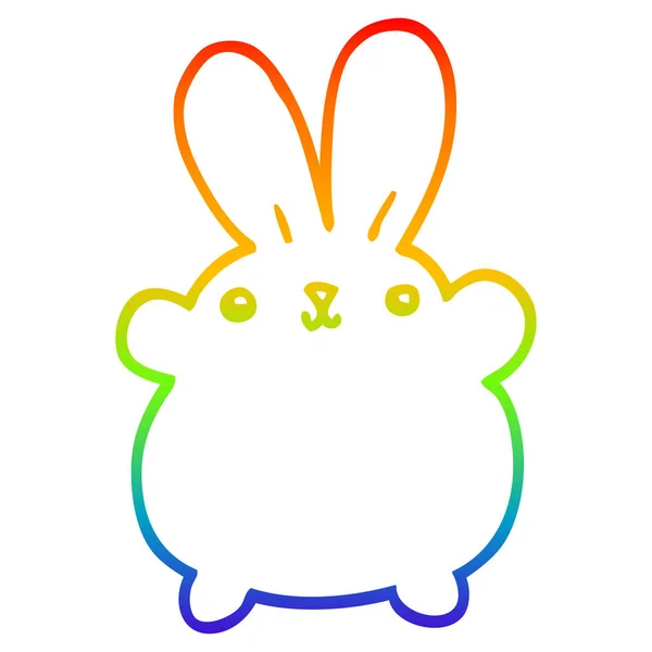 Rainbow gradient line drawing cute cartoon rabbit — Stock Vector