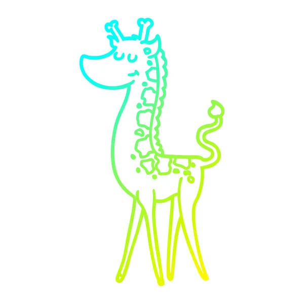 Cold gradient line drawing cartoon giraffe — Stock Vector
