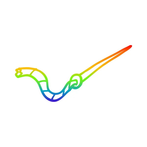 Rainbow gradient line drawing cartoon needle and thread — Stock Vector