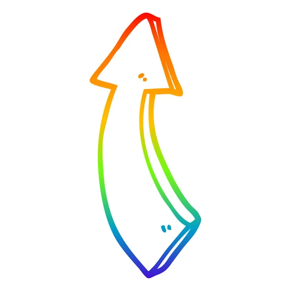 Regenboog gradiënt lijntekening cartoon wijzende pijl — Stockvector