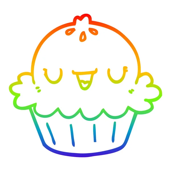 Rainbow gradient line drawing cute cartoon pie — Stock Vector