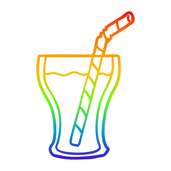 Regenboog gradiënt lijntekening glas cola — Stockvector