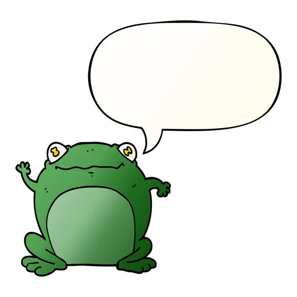 Cartoon frog and speech bubble in smooth gradient style — Stock Vector