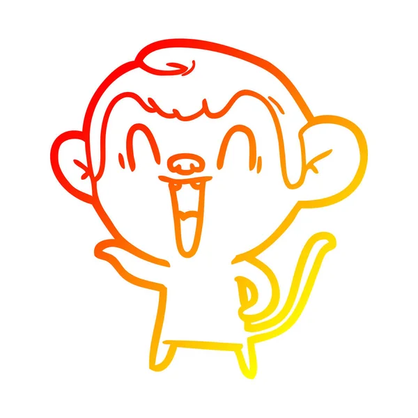 Chaud gradient ligne dessin dessin animé rire singe — Image vectorielle