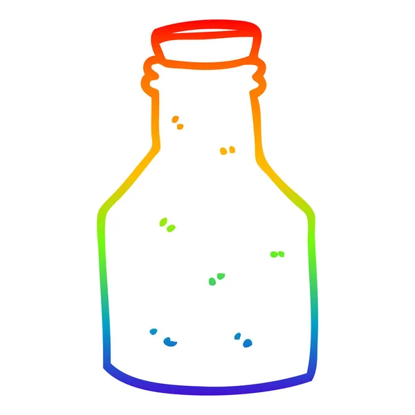 Línea de gradiente arco iris dibujo de dibujos animados vieja botella de cerámica con co — Vector de stock