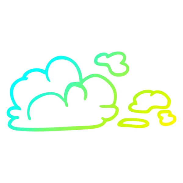 Línea de gradiente frío dibujo dibujos animados tormenta nube — Vector de stock