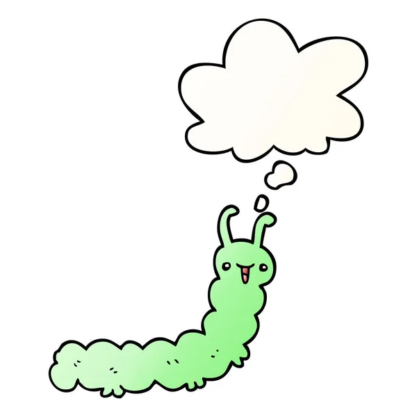 Cartoon Caterpillar en gedachte bubble in gladde gradiënt stijl — Stockvector