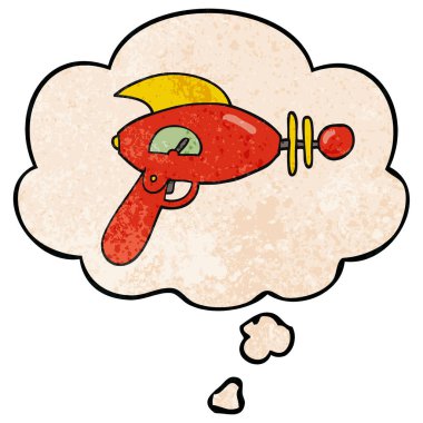 karikatür ışın silah ve grunge doku desen sty düşünce balonu