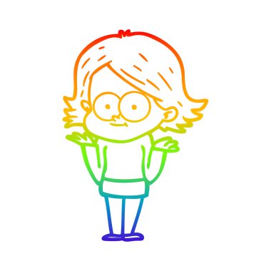 gökkuşağı degrade çizgi çizim mutlu karikatür kız