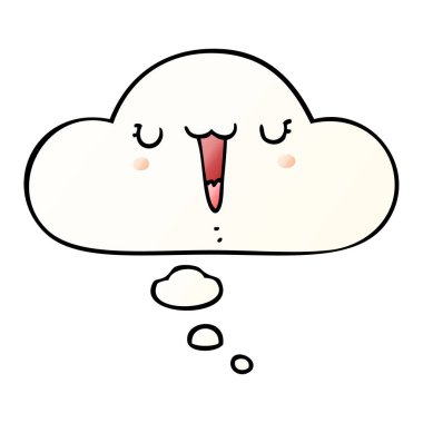 sevimli mutlu karikatür yüz ve pürüzsüz degrade st kabarcık düşünce