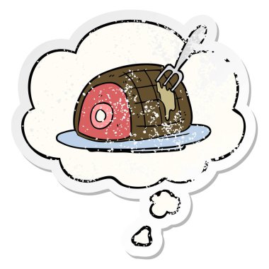 karikatür pişmiş sığır eti ve sıkıntılı yıpranmış stic olarak kabarcık düşünce