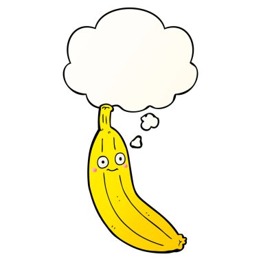 çizgi film muz ve pürüzsüz degrade tarzında düşünce balonu