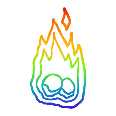 gökkuşağı gradyan çizgi çizim karikatür yanan kömürler