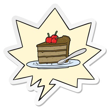 karikatür çikolatalı kek ve konuşma kabarcık stic karikatür pahalı dilim