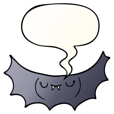 düz degrade tarzında karikatür vampir yarasa ve konuşma balonu