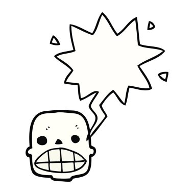 karikatür kafatası ve konuşma balonu