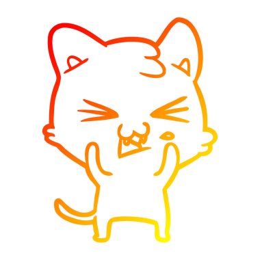 sıcak degrade çizgi çizim karikatür kedi hissing