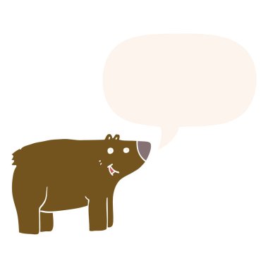 retro tarzında karikatür ayı ve konuşma balonu