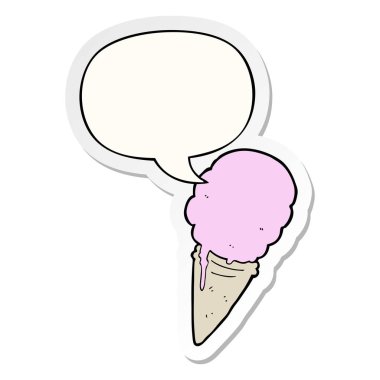 karikatür dondurma ve konuşma kabarcık Sticker