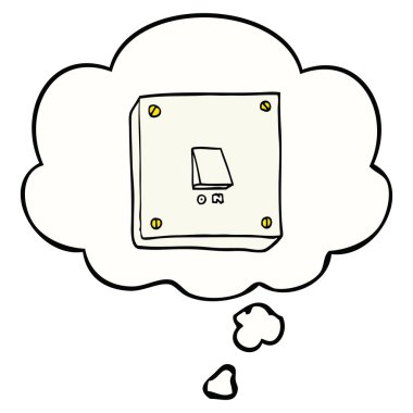 karikatür ışık anahtarı ve düşünce balonu