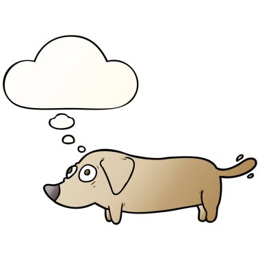 karikatür köpek ve pürüzsüz degrade tarzında kabarcık düşünce