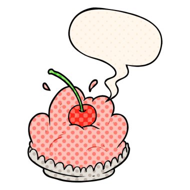 çizgi roman tarzında karikatür lezzetli tatlı ve konuşma balonu