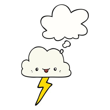 karikatür fırtına bulut ve düşünce balonu