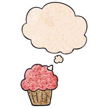 karikatür muffin ve grunge doku desen sty düşünce balonu