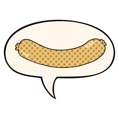 çizgi roman tarzında karikatür sosis ve konuşma balonu