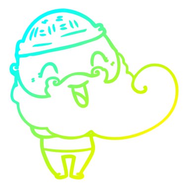 sakal ve kış şapka ile mutlu adam çizim soğuk degrade çizgi