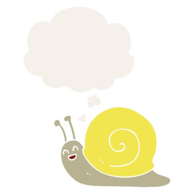 retro tarzında karikatür salyangoz ve düşünce balonu