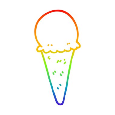 gökkuşağı degrade çizgi çizim karikatür dondurma