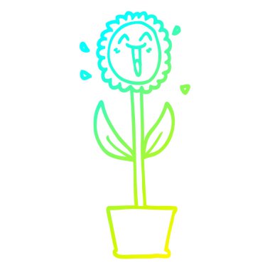 soğuk degrade çizgi çizim karikatür çiçek saksıda