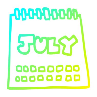 jul ay gösteren soğuk degrade çizgi çizim karikatür takvim