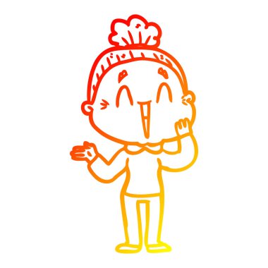 sıcak degrade çizgi çizim karikatür mutlu yaşlı bayan