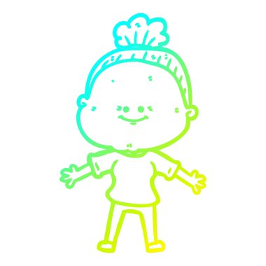 soğuk degrade çizgi çizim karikatür mutlu yaşlı kadın