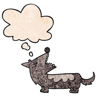karikatür köpek ve grunge doku desen tarzında düşünce balonu