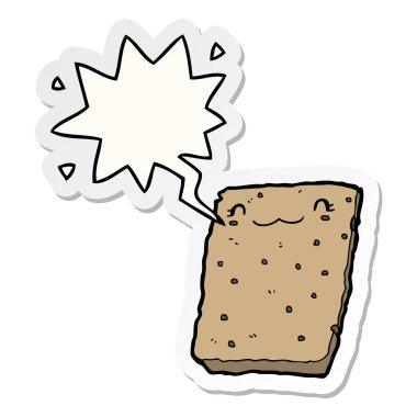 karikatür bisküvi ve konuşma kabarcık etiket