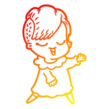 sıcak degrade çizgi çizim mutlu karikatür kız