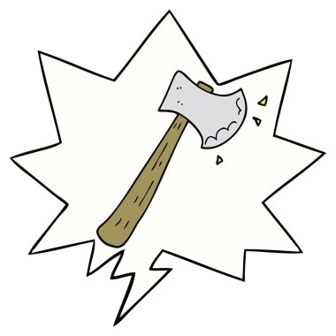 karikatür balta ve konuşma balonu