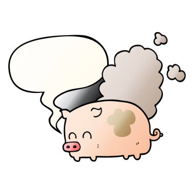karikatür kokulu domuz ve konuşma balonu pürüzsüz degrade tarzında