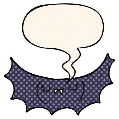çizgi roman tarzında karikatür vampir yarasa ve konuşma balonu