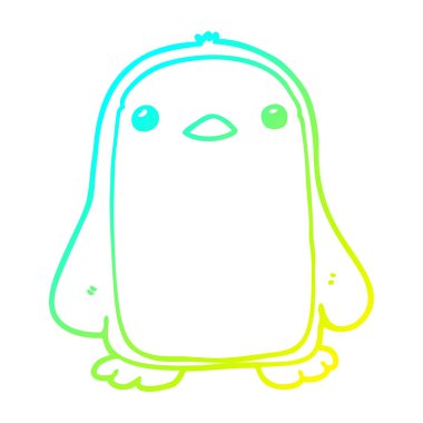 soğuk degrade çizgi sevimli karikatür penguen çizim